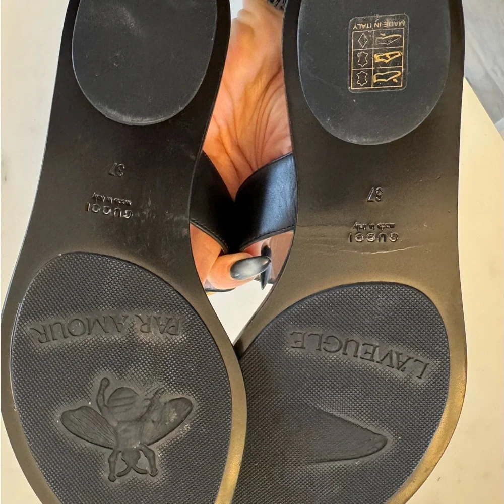 Authentic Gucci Marmont Black Leather Sandals - Picture 3 of 4